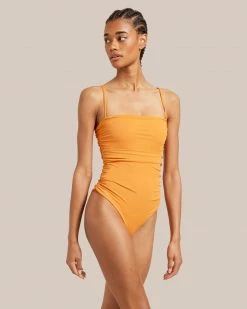 Belle The Label Vacation Ruched Maillot Straight-Neck One Piece