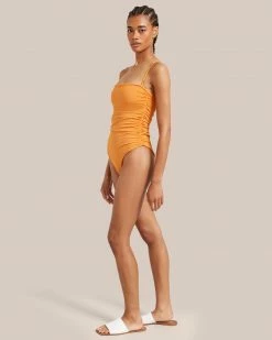 Belle The Label Vacation Ruched Maillot Straight-Neck One Piece