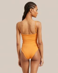 Belle The Label Vacation Ruched Maillot Straight-Neck One Piece