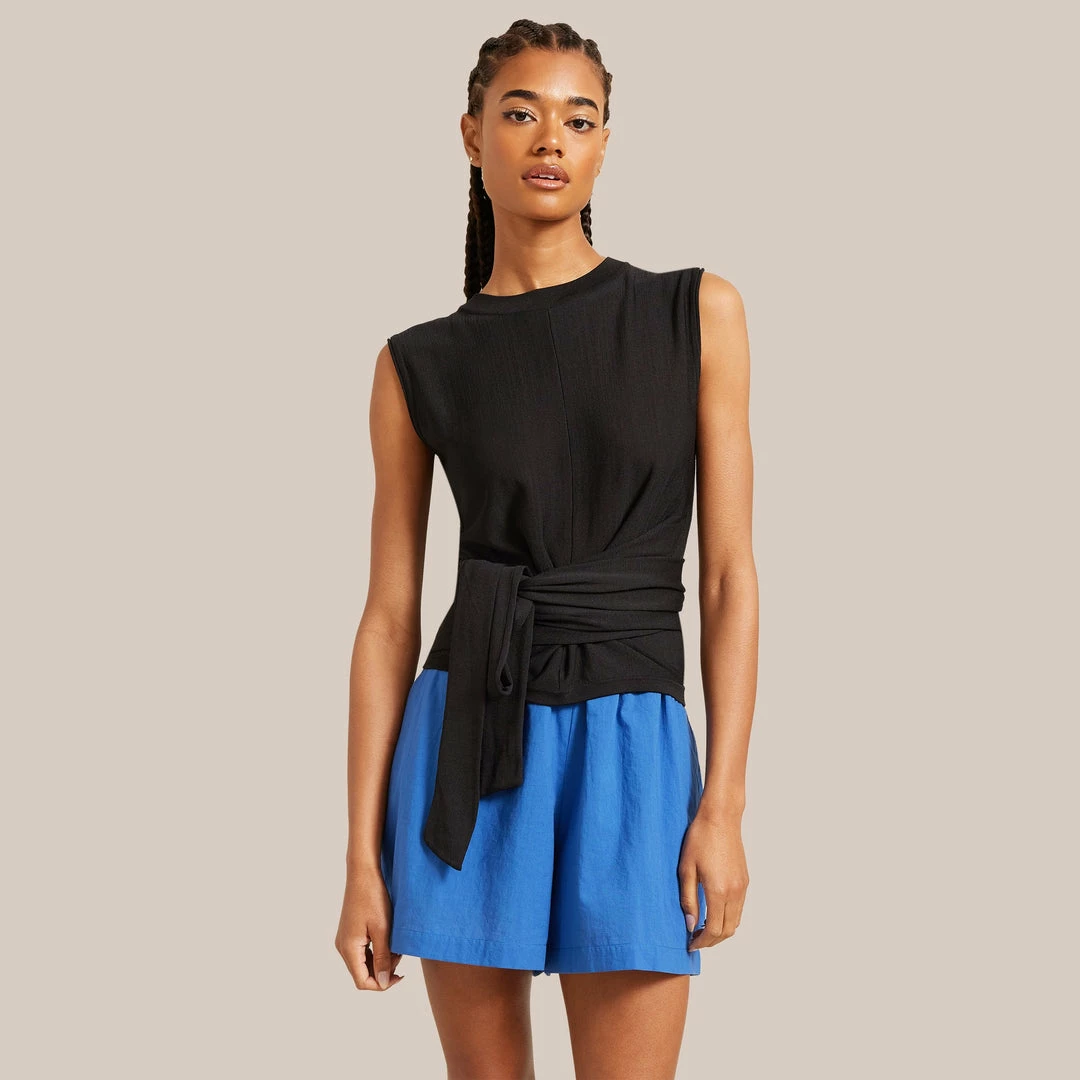 Sky Ocean Development Limited Clothing Rumi Cropped Sleeveless Wrap Tee