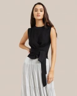Sky Ocean Development Limited Clothing Rumi Cropped Sleeveless Wrap Tee
