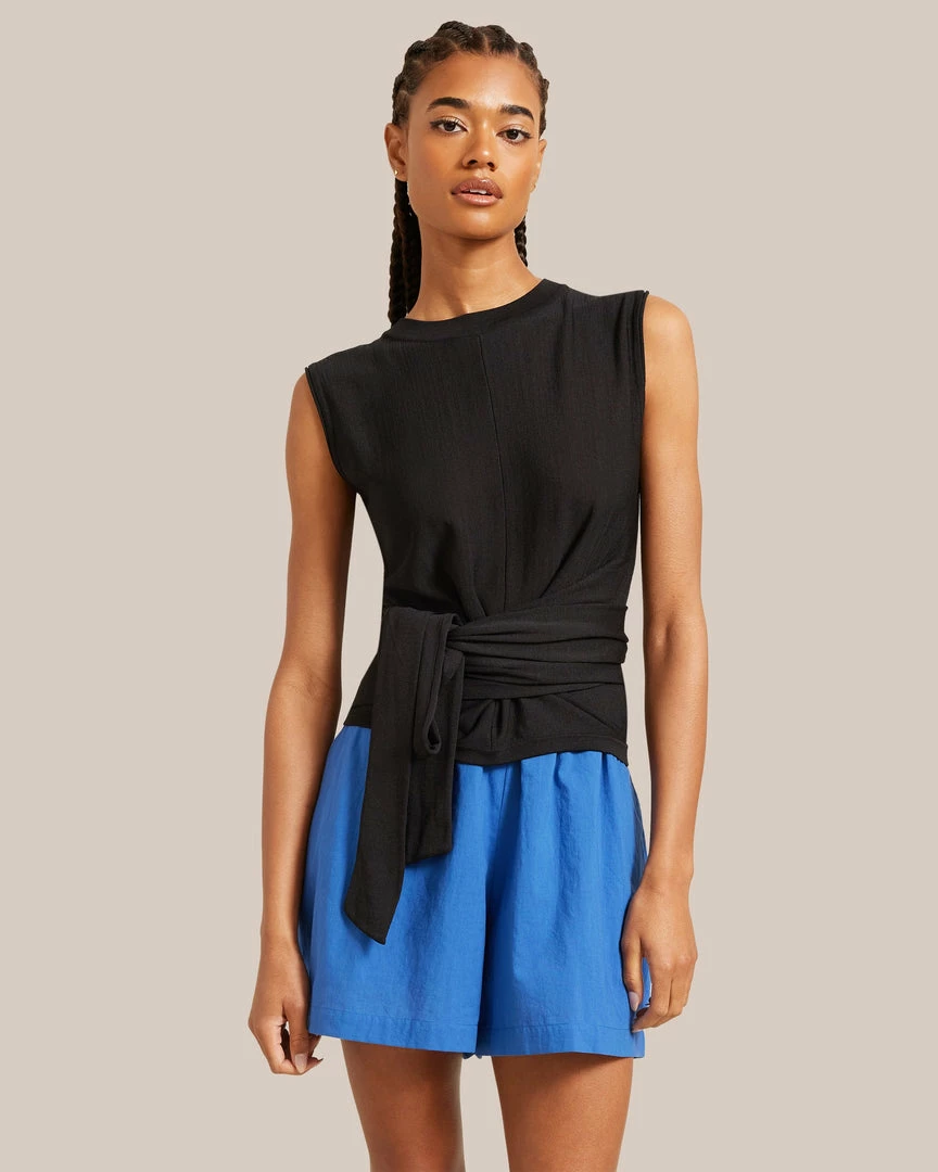 Sky Ocean Development Limited Clothing Rumi Cropped Sleeveless Wrap Tee