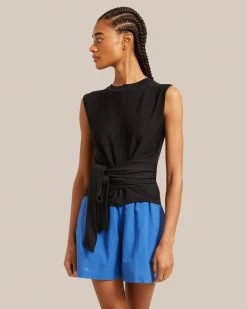 Sky Ocean Development Limited Clothing Rumi Cropped Sleeveless Wrap Tee