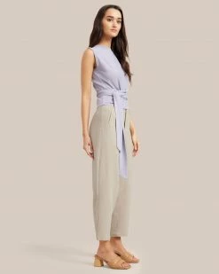 Sky Ocean Development Limited Rumi Cropped Sleeveless Wrap Tee