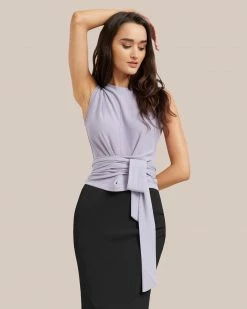 Sky Ocean Development Limited Rumi Cropped Sleeveless Wrap Tee