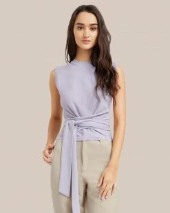 Sky Ocean Development Limited Rumi Cropped Sleeveless Wrap Tee