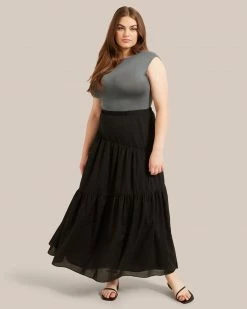 Fashion Apparels Runa Tiered Cotton Maxi Skirt