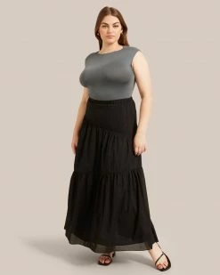 Fashion Apparels Runa Tiered Cotton Maxi Skirt