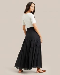 Fashion Apparels Runa Tiered Cotton Maxi Skirt