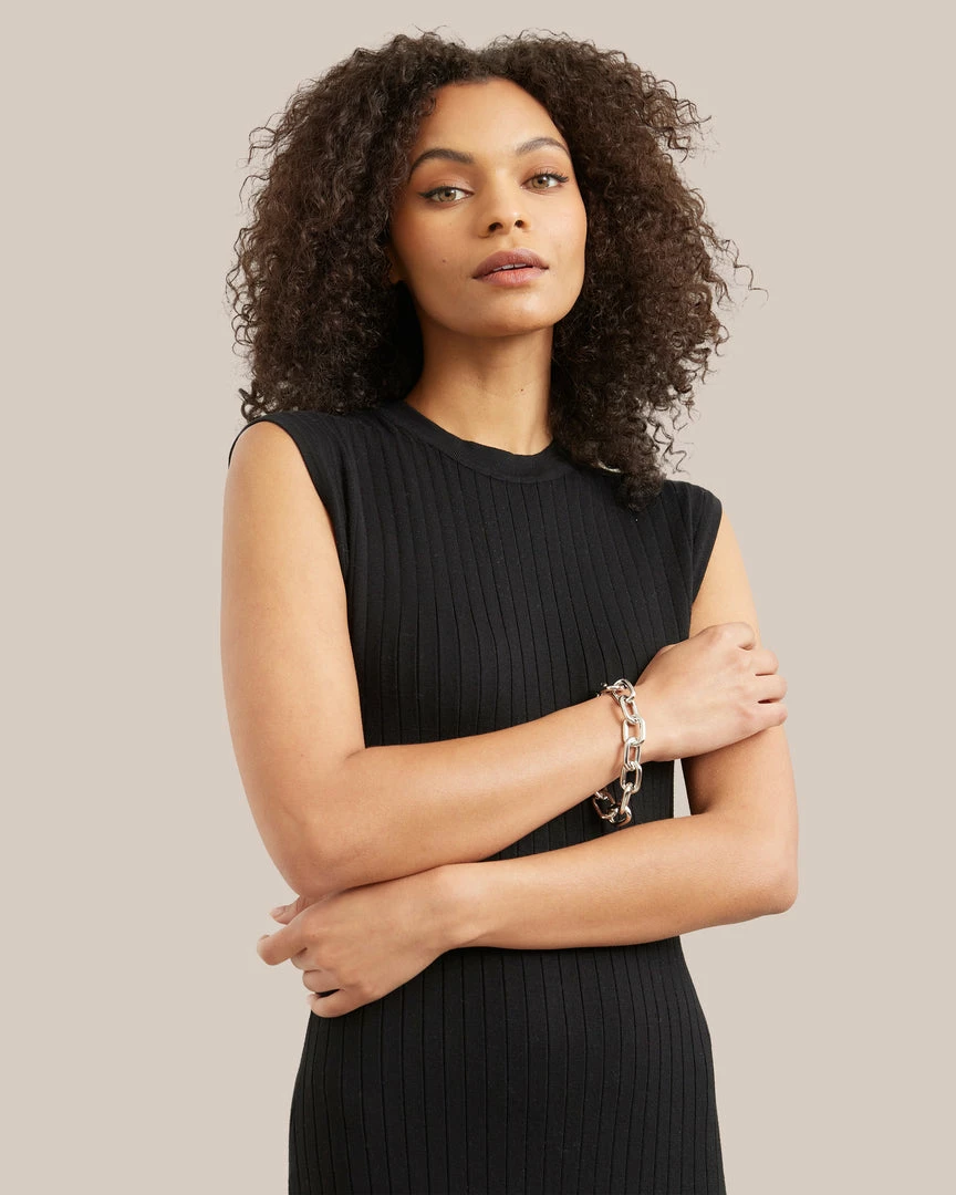 Machete Silver Convertible Necklace With Gold Oval Link