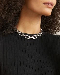 Machete Silver Convertible Necklace With Gold Oval Link