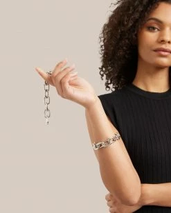 Machete Silver Convertible Necklace With Gold Oval Link