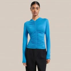 Hua Shang Group (H.K.) Ltd Clothing Simone Long-Sleeve Ruched Front Top
