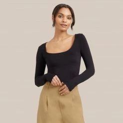 UBASE INTERNATIONAL, INC. Skyler Square-Neck Long-Sleeve Tee