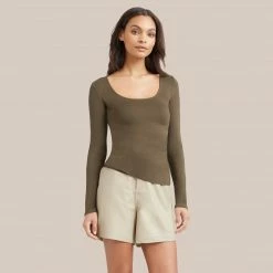 UBASE INTERNATIONAL, INC. Skyler Square-Neck Long-Sleeve Tee Lounge