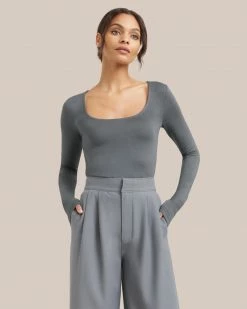 UBASE INTERNATIONAL, INC. Skyler Square-Neck Long-Sleeve Tee