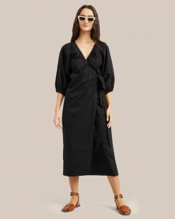 Fashion Apparels Opal Puff Sleeve Wrap Dress