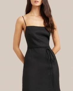 Hua Jia Yanelly Apron Lace-Up Stretch Linen Dress