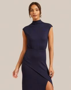 No Less Than Yimei Side Slit Midi Dress Celebrate