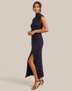No Less Than Yimei Side Slit Midi Dress Celebrate