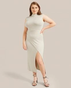 No Less Than Yimei Side Slit Midi Dress Work