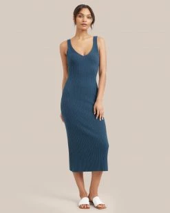 Hwa Fong Company Clothing Yuna V-Neck Ribbed Dress