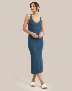 Hwa Fong Company Clothing Yuna V-Neck Ribbed Dress